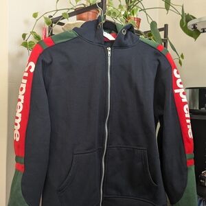 Supreme Hooded Track Zip Up Sweat - Navy